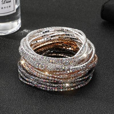 Diamond Elastic Bracelet Color Zircon Rhinestone Claw Chain Crystal Bracelet Gemstone Full Diamond Jewelry