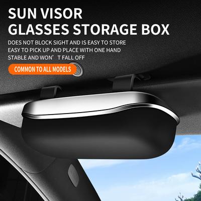 New Clip-On Car Sunglasses Box Auto Sun Visor Eyeglass Case Soft-Lined Anti-Scratch Electroplating Durable ABS Fits All Vehicles