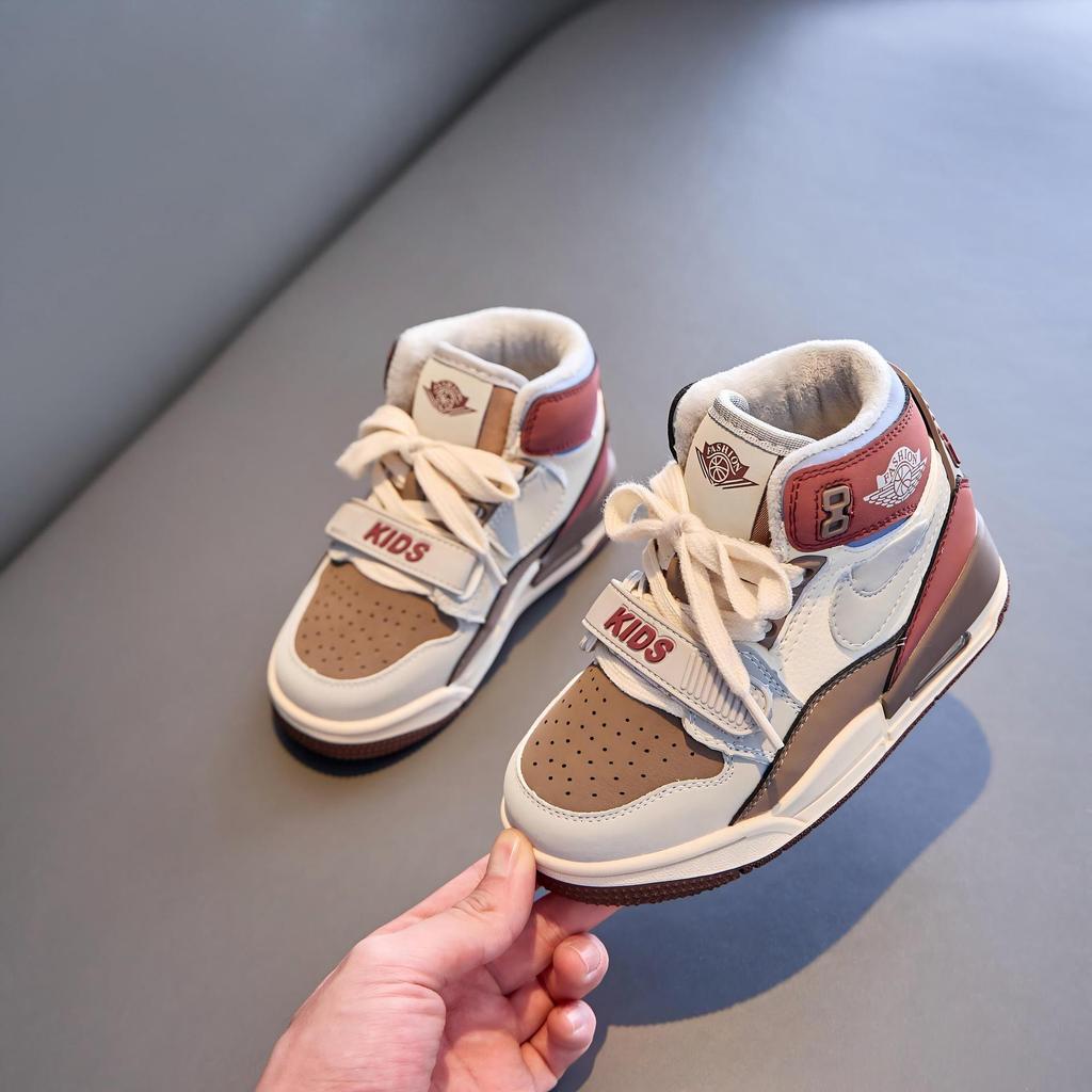 Autumn 2025 Kids' High-Top Running Shoes: Boys' Casual Sports & Girls' Trendy Korean-Style Basketball Sneakers