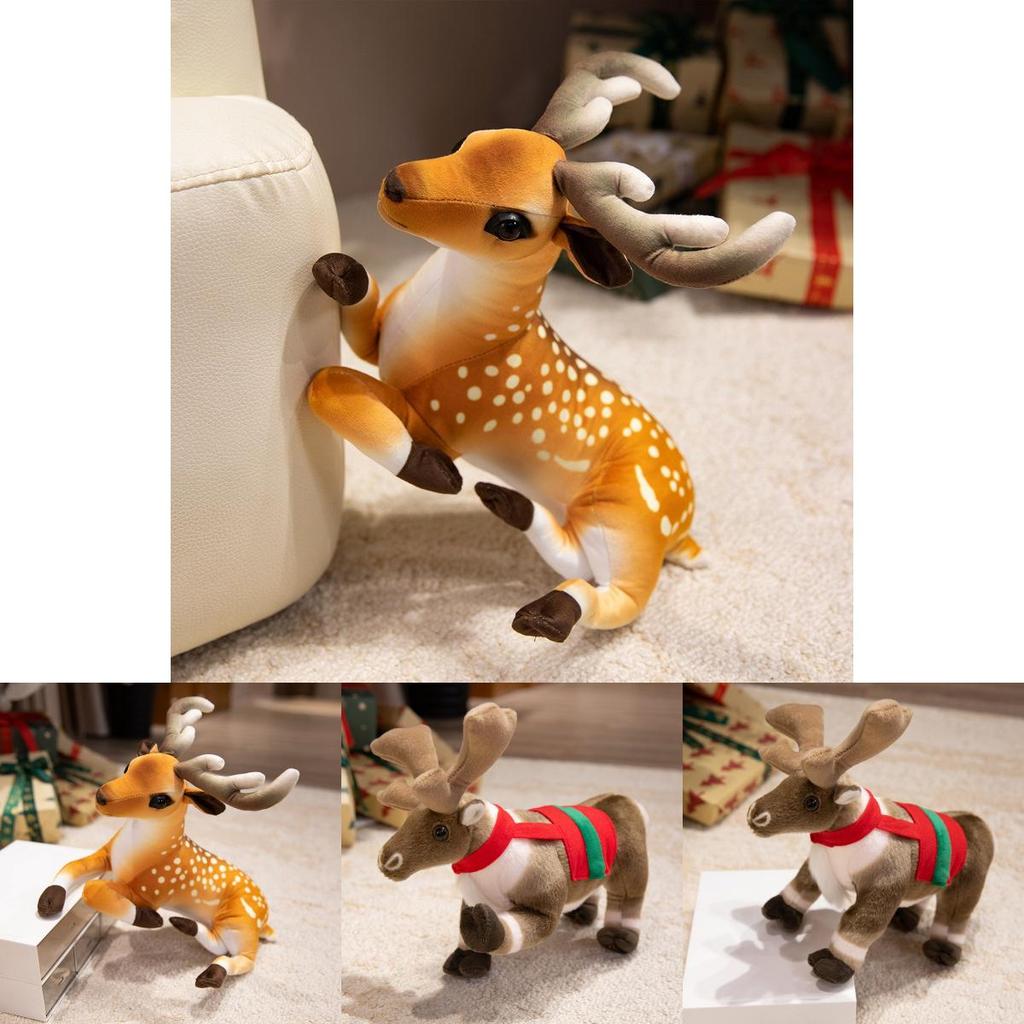 Christmas Reindeer Plush Decor With Pp Cotton Filling For Holiday Festivities