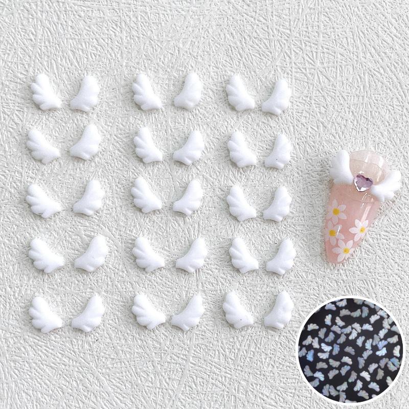 30Pcs Cute Angel Wings Nail Charms Luminous Mini Wing AB Flatback Resin Nail Accessories Jewelry DIY Decoration