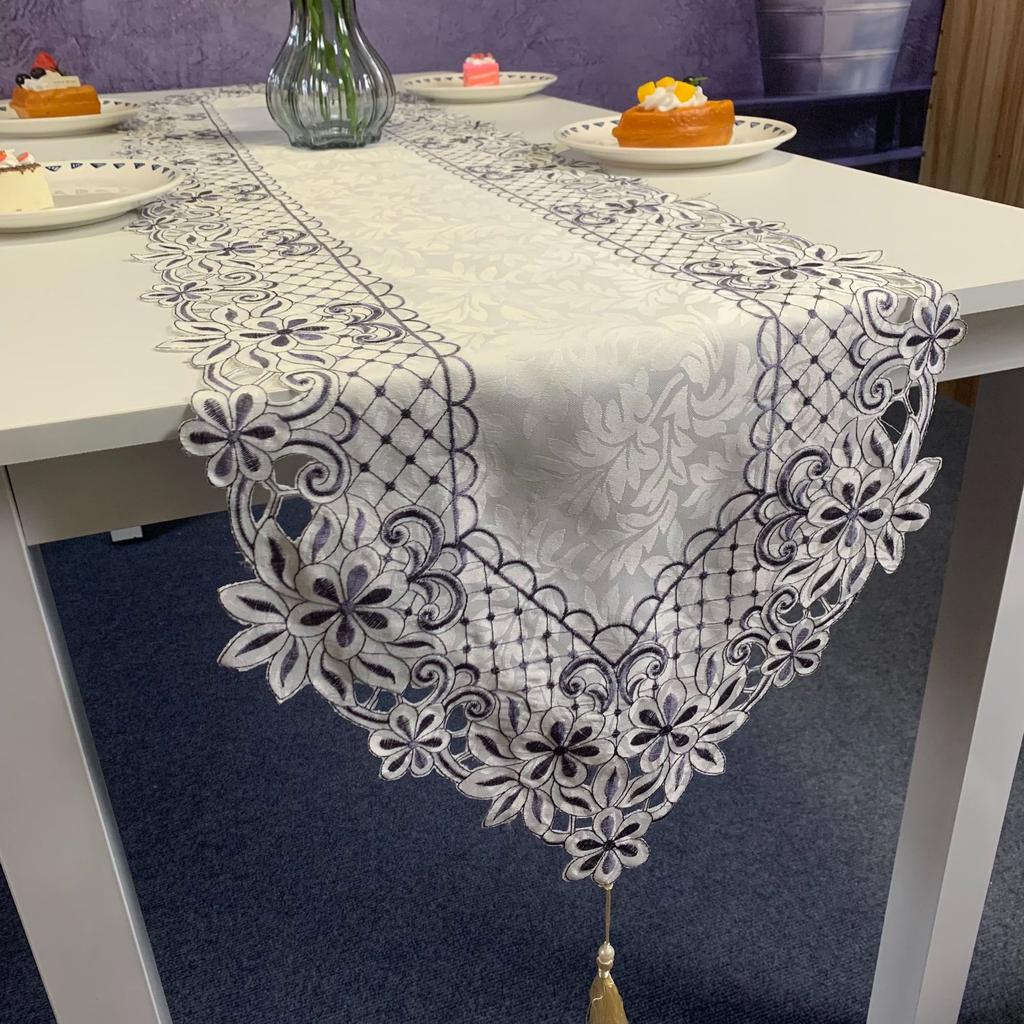 European Table Flag, Simple And Fashionable Style Table Cloth Embroidery Hollow Home Decoration Fringed Table Flag