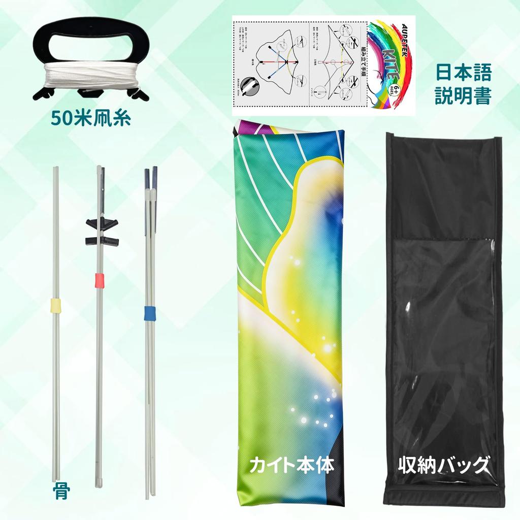 AUPETEK Kite Stable and Flies Even in Light Suitable for Adults and Colorful Delta Butterfly 50M Kite Storage and Japanese Instructions - Durable,