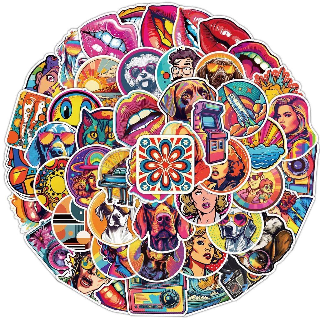 100 Retro Graffiti Stickers: Kids' DIY Waterproof Decorative Stickers for Water Bottles, Luggage, and Cups