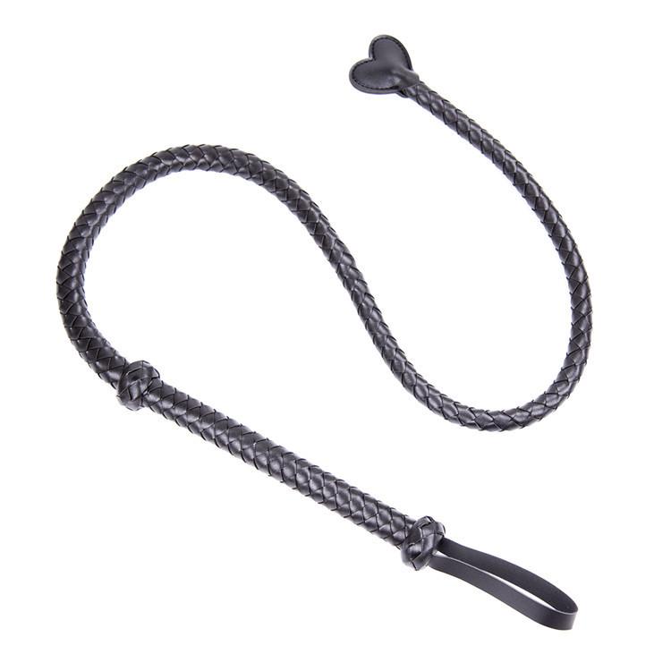 Heart-Shaped Black Leather Whip: Adult SM Training Tool for Women