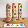 Children's Wooden Rotating Building Block Puzzle Early Education Animal Cognition Puzzle Three-dimensional Baby Enlightenment Parent-child Desktop Toy