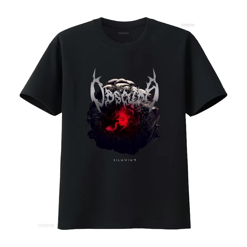 OBSCURA Diluvium Band T Shirt Unique Dark Art Design for Metal Fans Vintage Washed Homme Designer Clothes Top For Everyday Wear