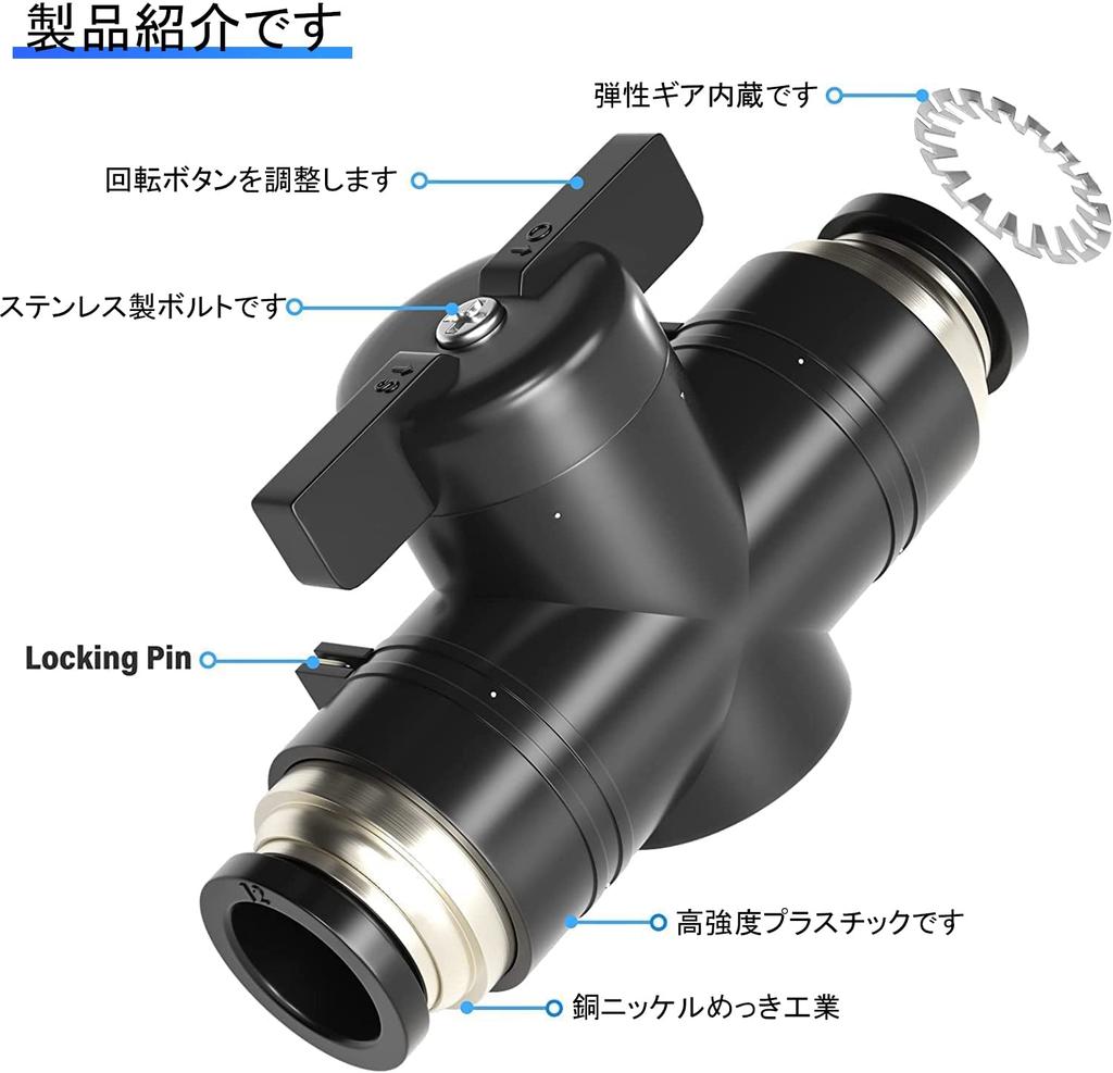 TAILONZ Pneumatik 6mm Außendurchmesser Kugelhahn Luftstromregelventil Druckadapter BVU-6 (Packung mit 5)