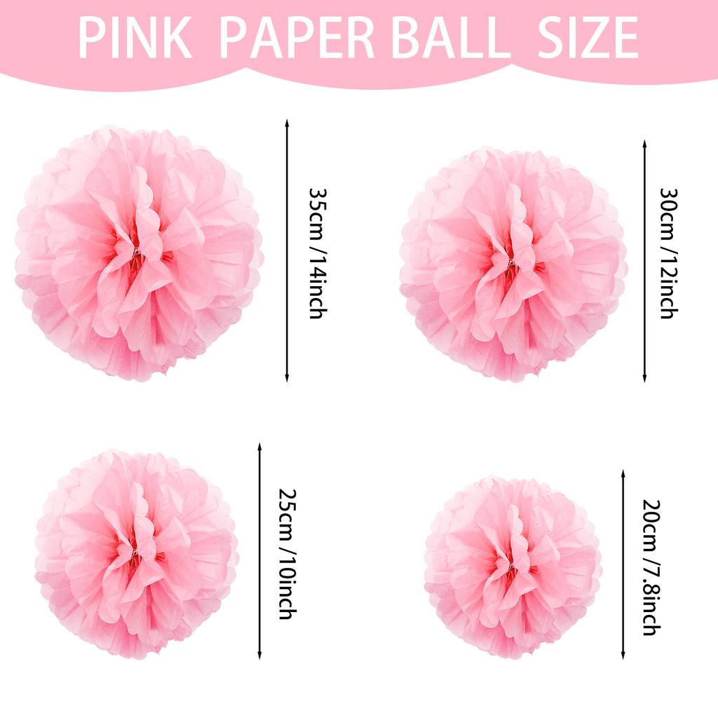 1pcs Set 7.8inch Pink Paper Pom Pom Paper Balls Pom Pom Paper For Birthday Party Flower Balls Paper Hanging Flowers