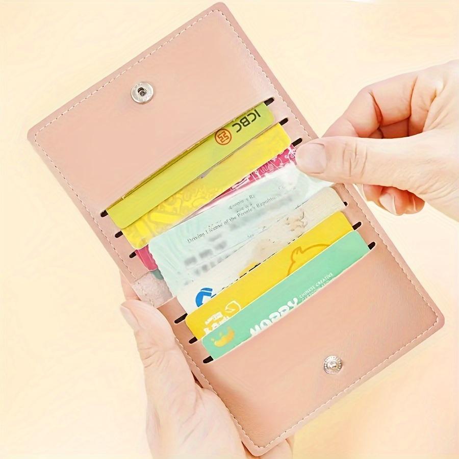 Holder Card Faux 1pc Leather With Snap Closure Slim Card Case For 8 Creditbank Cards Drivers License Faux Leather Lining Minimalist Design