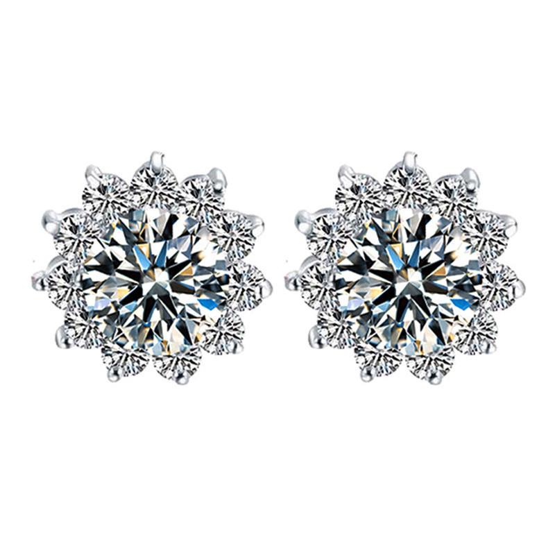 Snowflake Pink Diamond Zircon Sunflower Earrings for Women