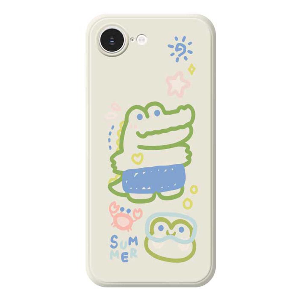 For iPhone 16e Case Frog Alligator Pattern Printing Straight Edge TPU Phone Back Cover