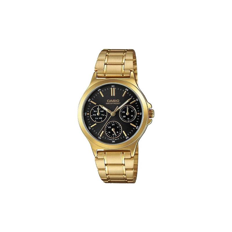 

Casio STANDARD series 50 meters waterproof quartz movement stainless steel strap Japanese and Korean watch women s watch black dial LTPV300G1A чёрный