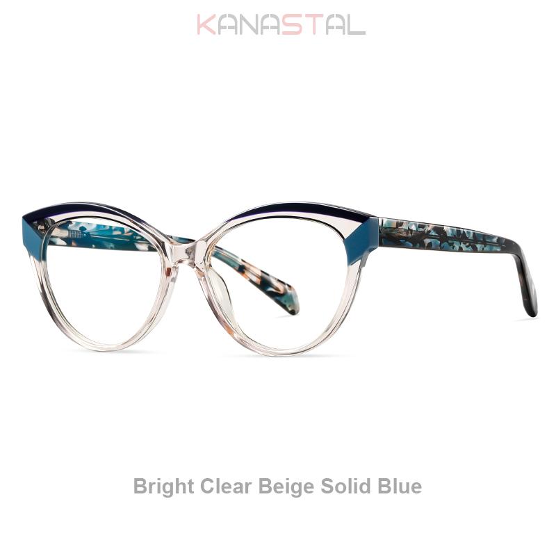 Women Blue Light Blocking Glasses Acetate Fibre Cat Frame Computer Men Eyewear Anti Ray Prescription Reading Eyeglasses Frame