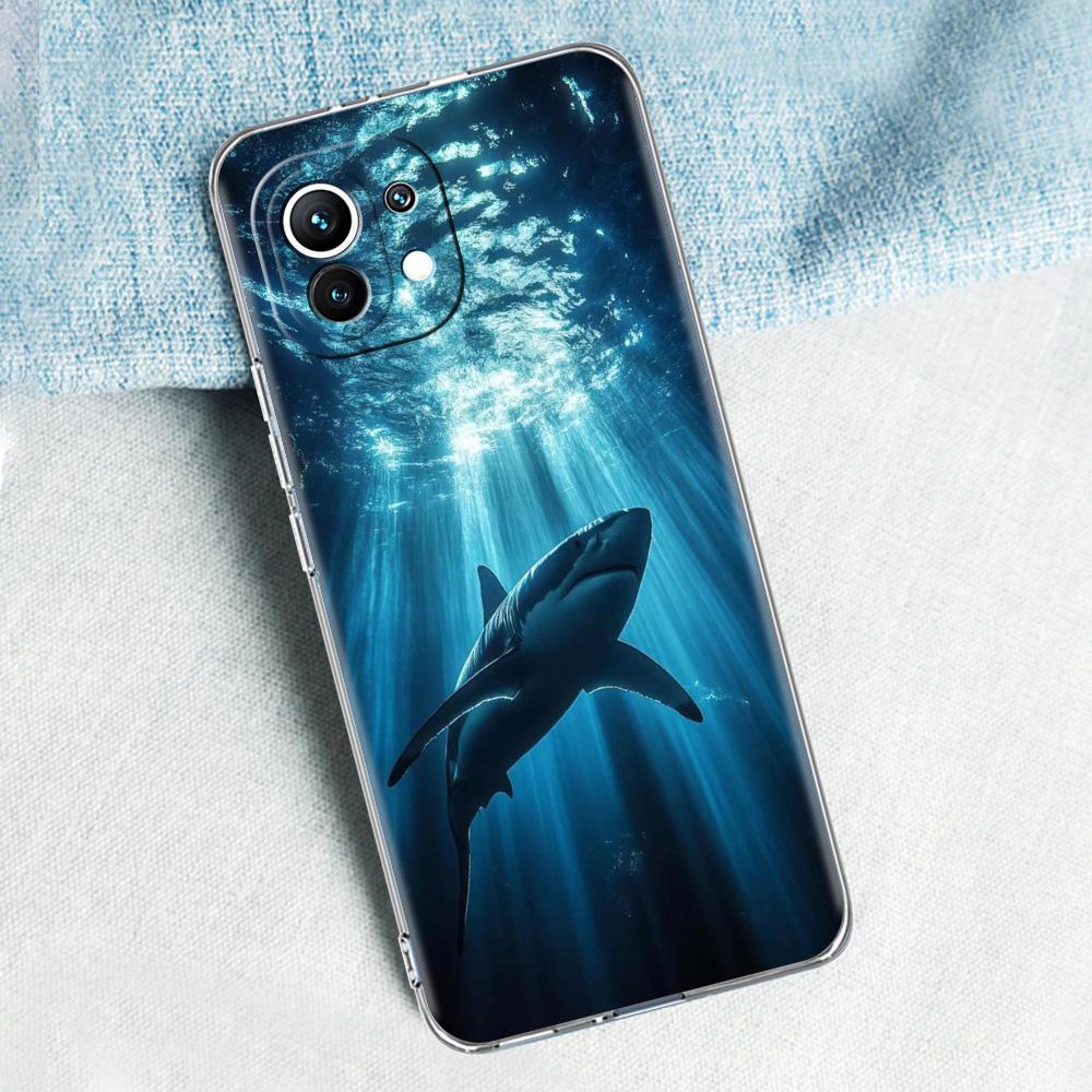 Phone Case For Xiaomi Mi 15 14 13 12 11 Lite 15T 13T 12T Pro Poco X7 X6 X5 Pro 5G X3 NFC F7 F6 F5 Clear Cover Shark