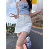 Women's High Waist White Denim Midi Skirt - Summer 2025 A-Line Bodycon Skirt with Anti-Exposure Design