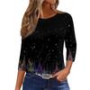 3/4 Length Sleeve Womens Tops Floral Print Vintage Fashion Casual Loose With Round Neck Plus Size Shirts