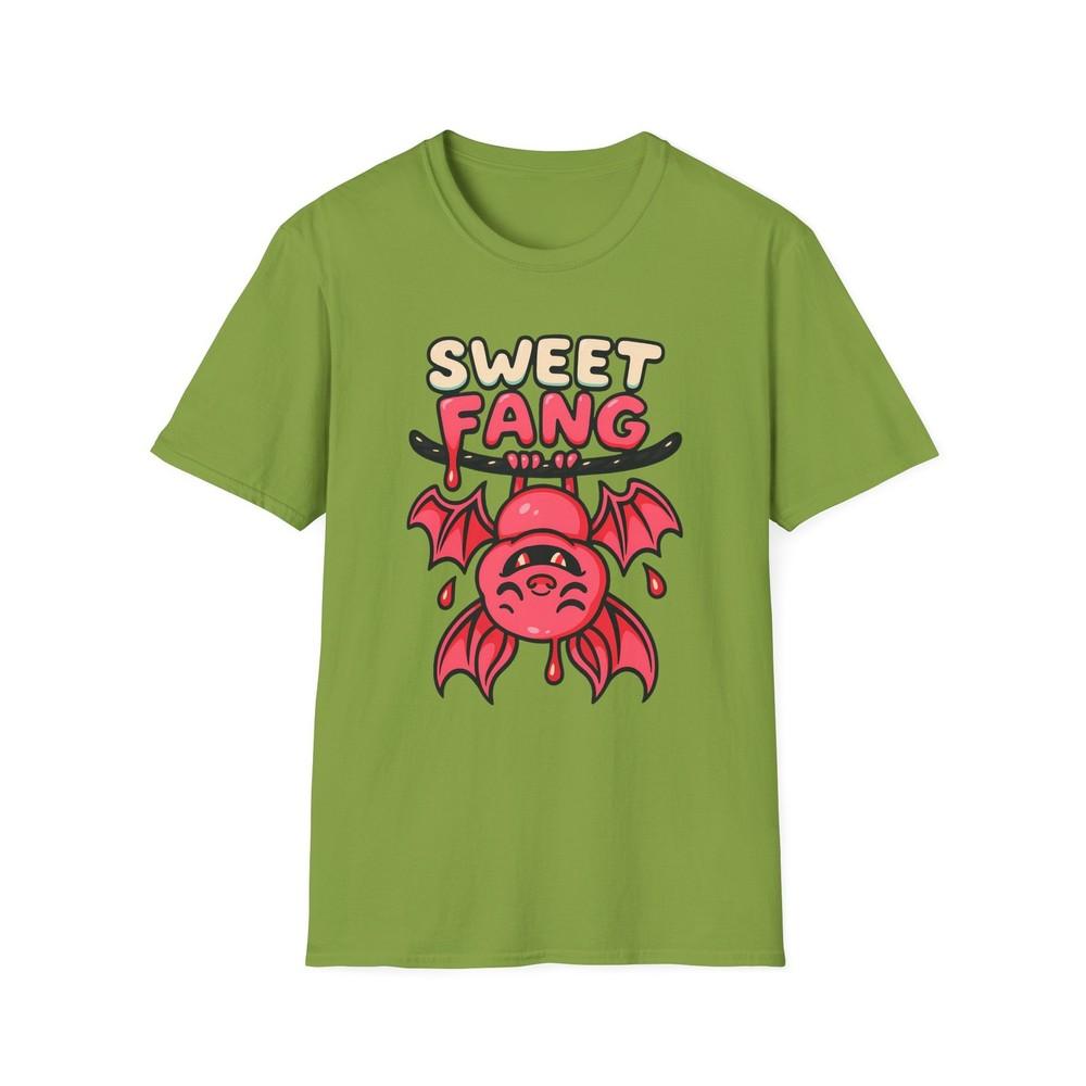 

Unisex Softstyle T-Shirt Sweet Fang Funny Pink Bat Candy Halloween Cute Vampire M