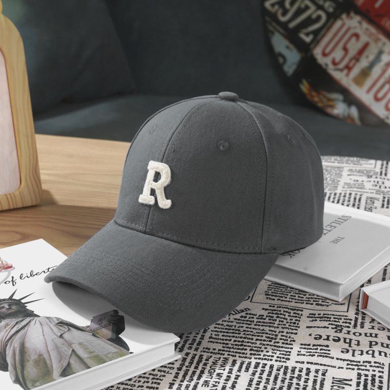 R Standard Hard Top Unisex Baseball Cap - Korean Style with Sun Protection