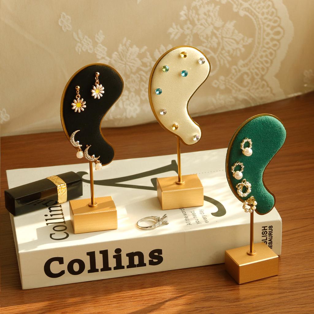 Ear Shape Earring Display Stand Microfiber Charms-Earring Hanging Rack Ear Clip Holder Stud Jewelry Organizer Storage Showcase