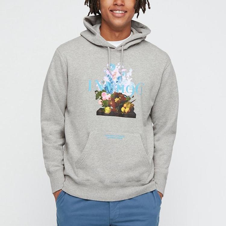 UNIQLO Cartoon Letter Print Long Sleeve Sweatshirt Unisex sweatshirt Gray 437646-03