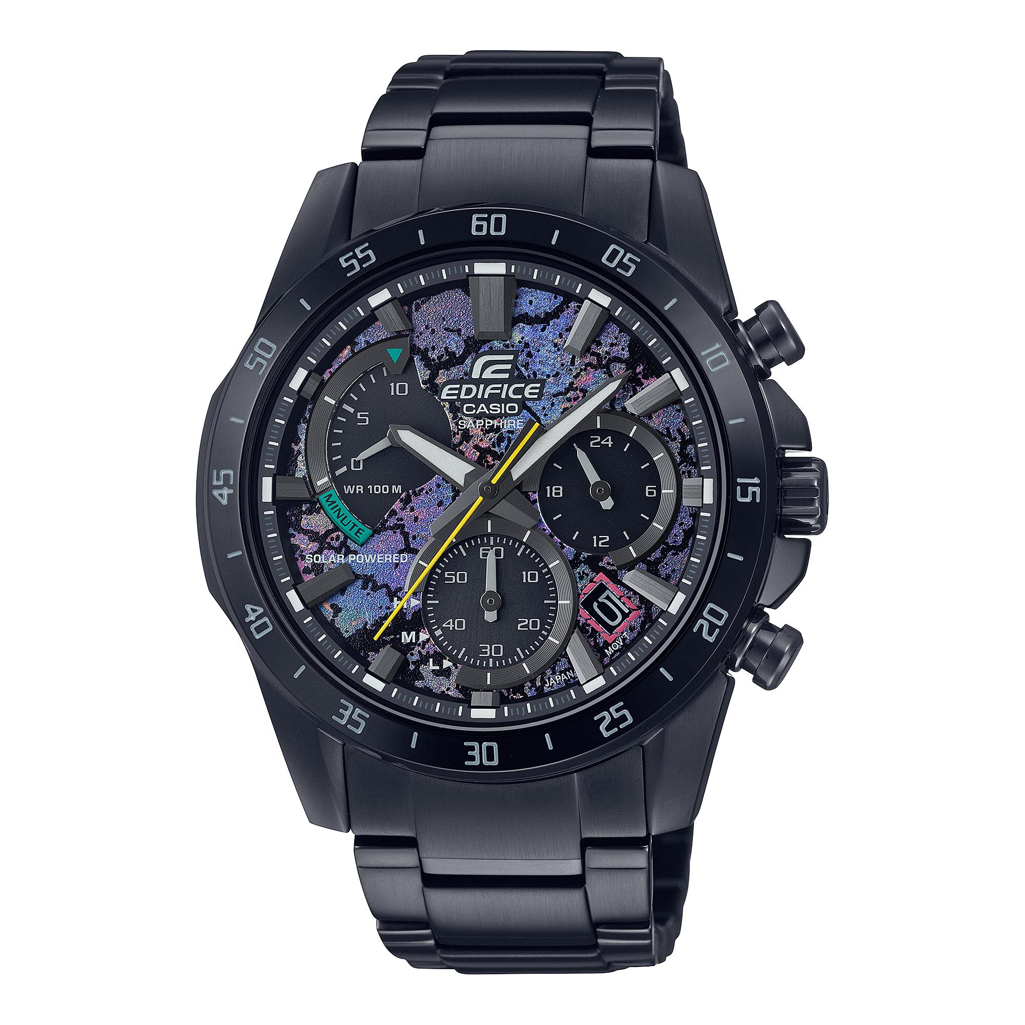 

CASIO EDIFICE Quartz Movement Metal Strap Watch Men s Watches Black Dial EFS-S580CP-1AVUPRC Black Purple Blue Dial
