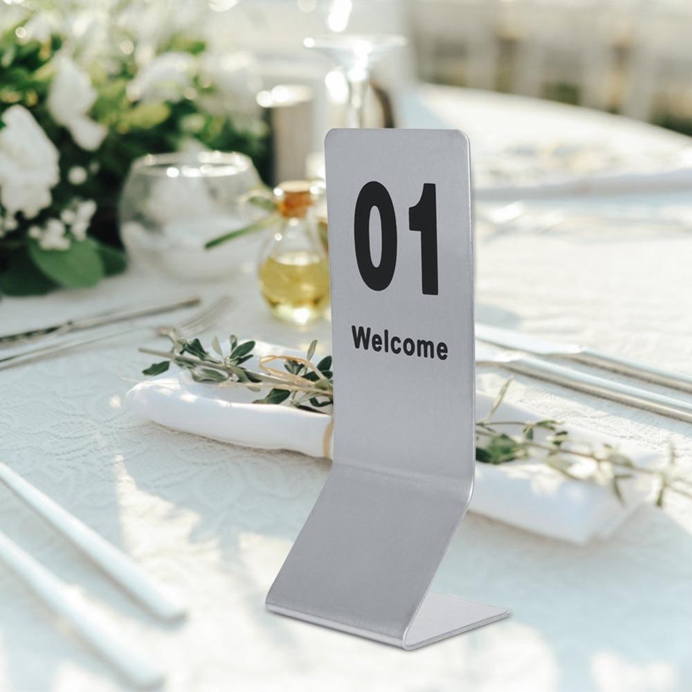 10pcs Stainless Steel Table Number Props Double Sided Table Cards Party Decoration