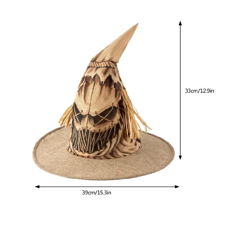 Eye Catching Scarecrows Witch Hat Festival Celebration Hat Unisex Halloween Hat for Role Playing Activity