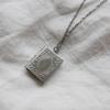 Surgical steel photo-included open book square locket necklace
