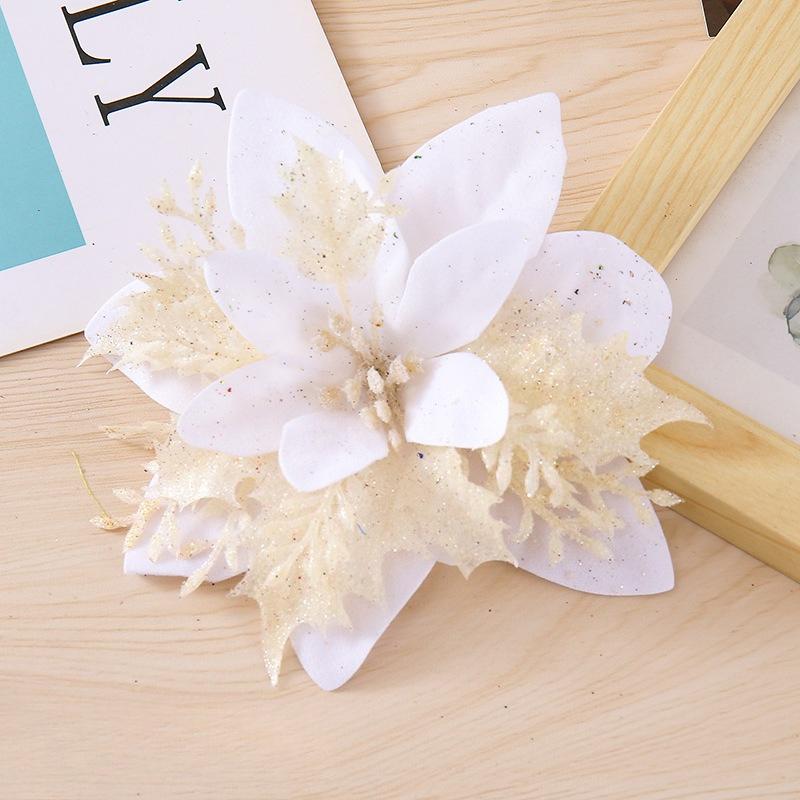 5 buc 14.5cm Sclipici Artificial Crăciun Flori Mreey Decorație Pom de Crăciun Ornamente An Nou Fericit Xmas Flori Artificiale natal