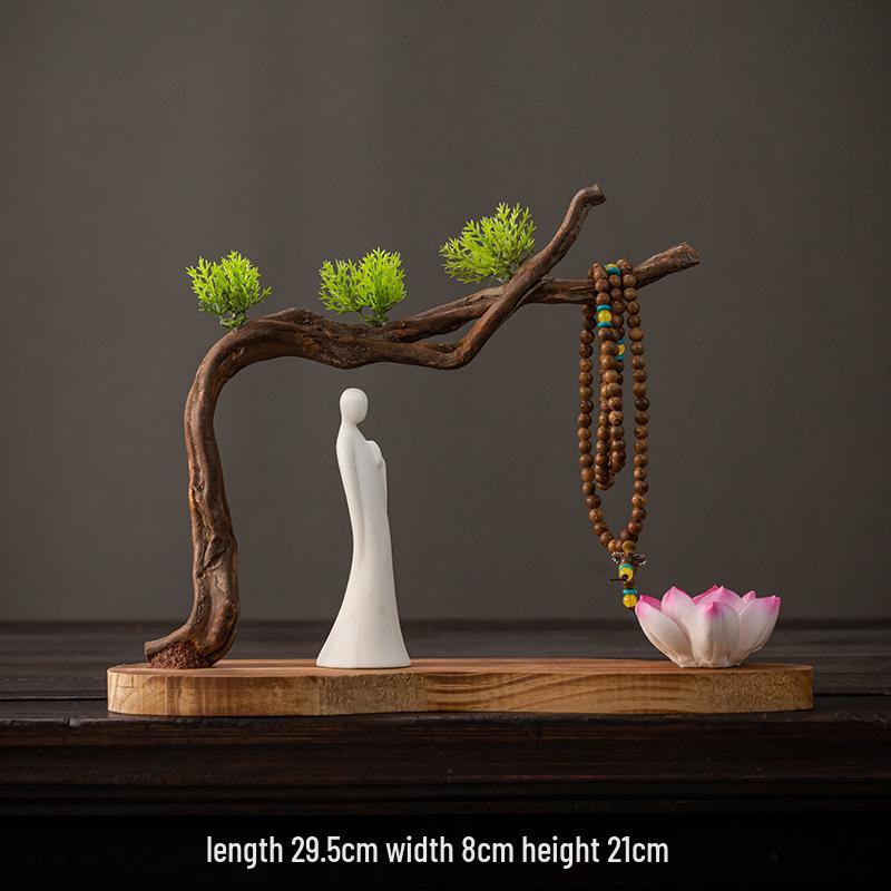 Zen Style Natural Wood Root Carving Ornament: Living Room Decoration & Bracelet Display Stand