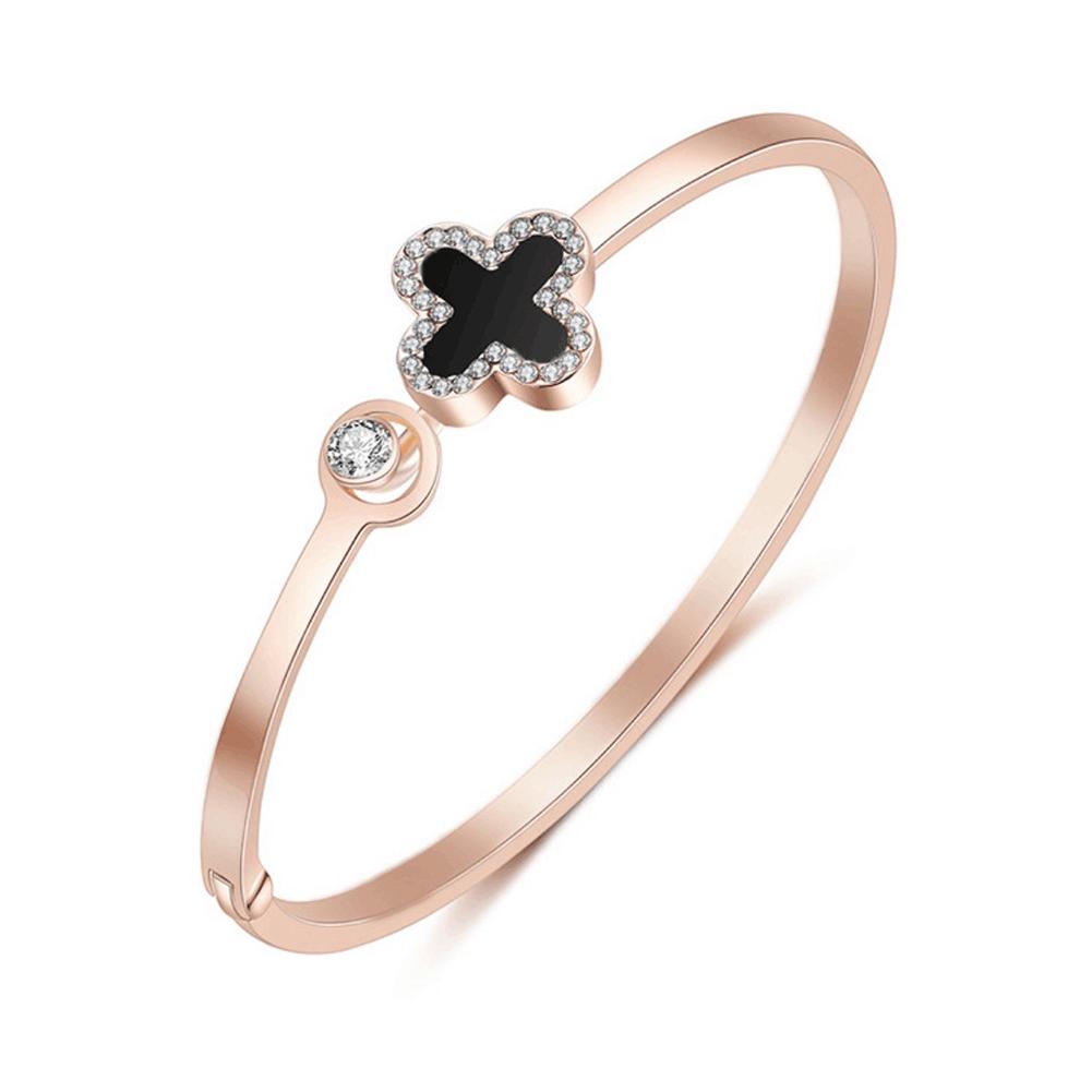 

Womens Элегантный браслет Четырехлистный клевер римский стиль Crystal Diamond Браслеты Подарки