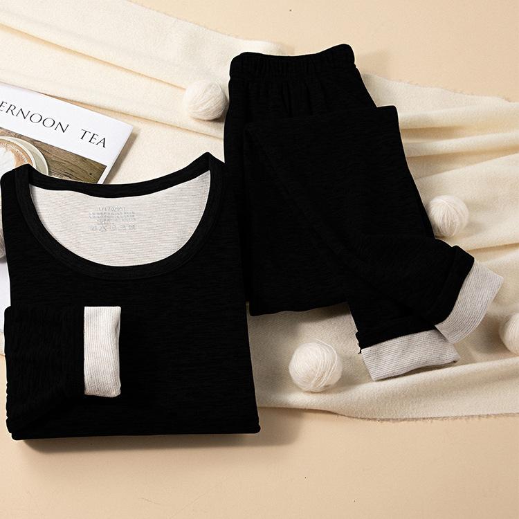 1 Stück Herbst/Winter Damen Warmes Unterwäsche-Set mit Fleece und Samt-Cardigan