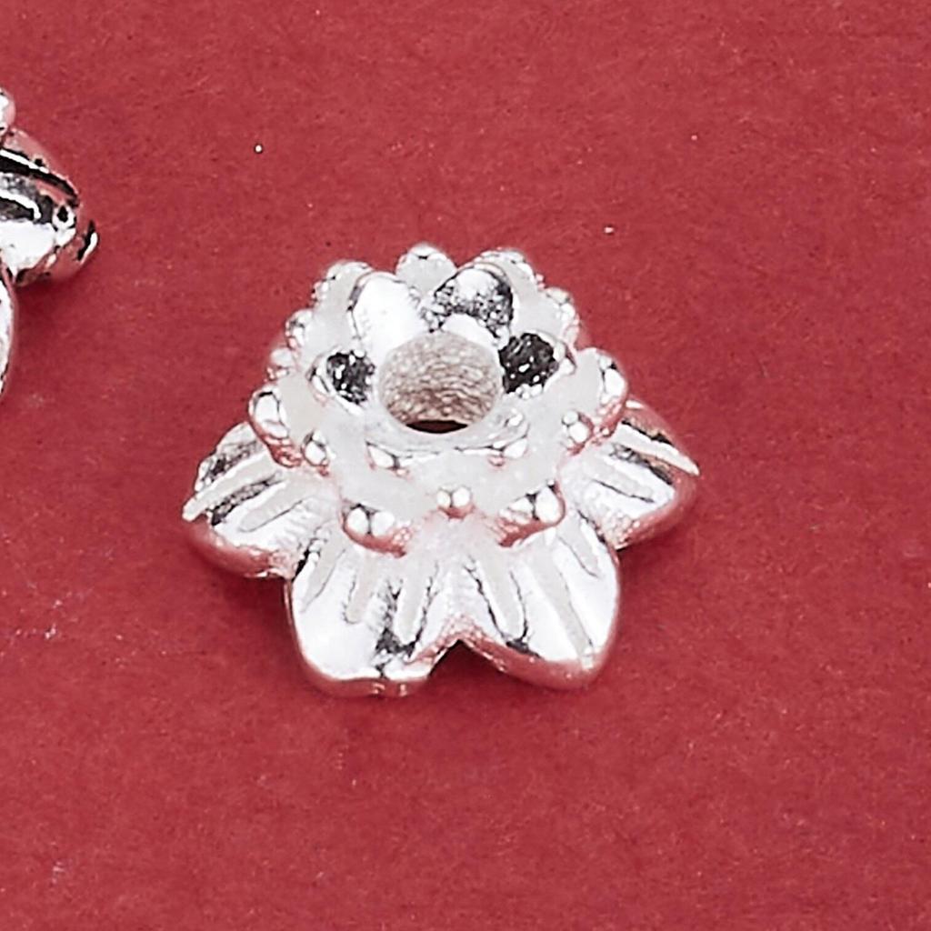 S925 Sterling Silver Lotus Flower Bead Caps for DIY Bracelet Making