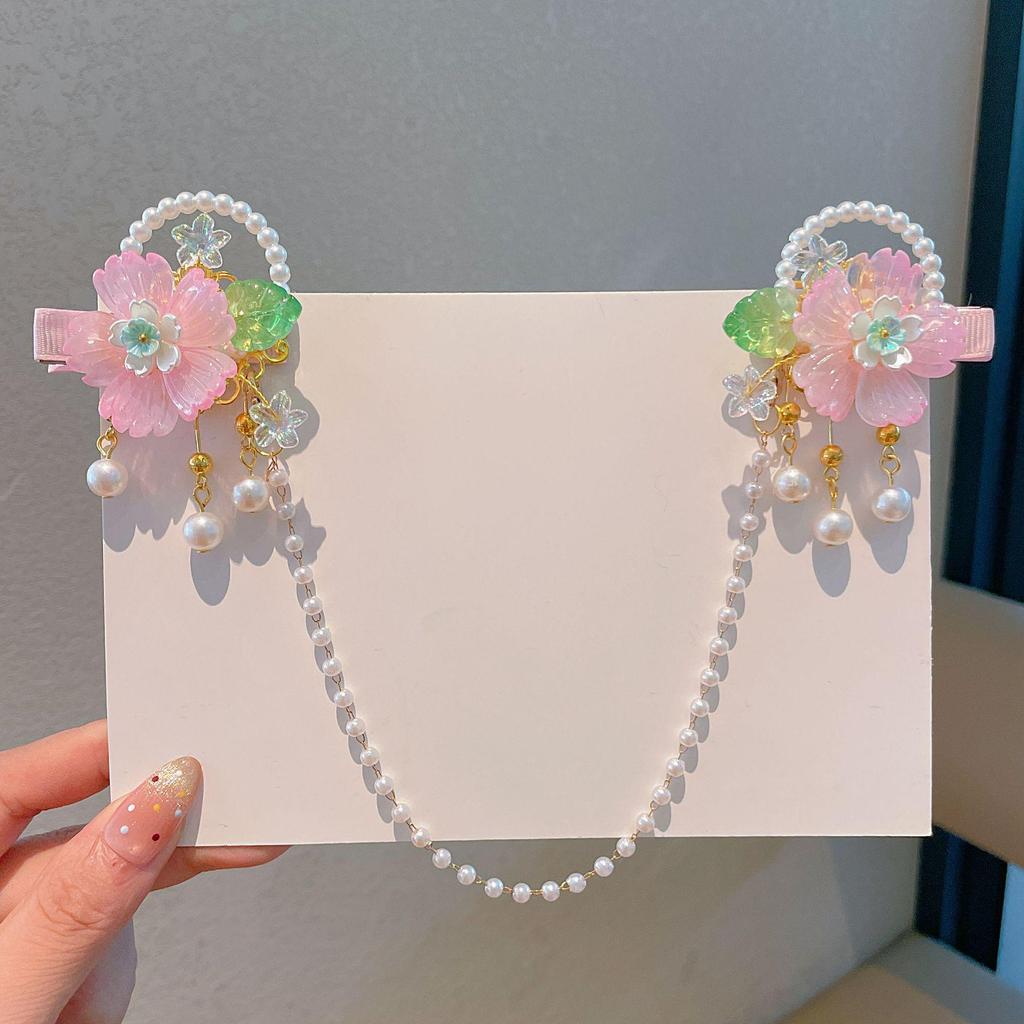 Acessórios de Cabelo Hanfu de Estilo Antigo: Adorno de Cabeça Infantil com Corrente de Testa, Franja e Design de Fada Princesa