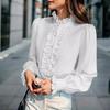 Women's Fashionable Casual Spring-autumn Solid-color Printed Long-sleeved Button-down Blouse and Shirt