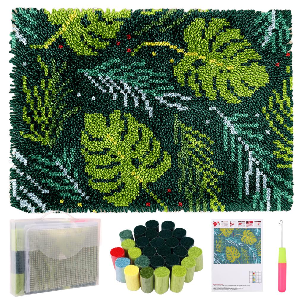 Butterfly/Green leaves Latch Hook Rug Kit DIY Pre-Printed Carpet Craft Segment Embroidery Material Pack Festival Gift Home Decor
