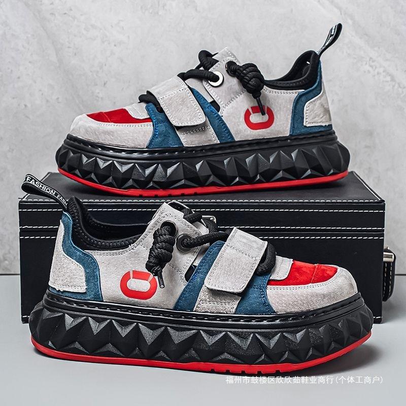 Men's shoes autumn and winter new casual sports versatile platform wear-resistant board shoes men's high sense Velcro ugly cute shoes
