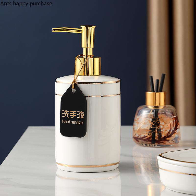 White Ceramic Lotion Bottle Hand Sanitizer Bottle Home Bathroom Subpackage Empty Bottle Soap Bottles Shower Gel Shampoo Bottle
