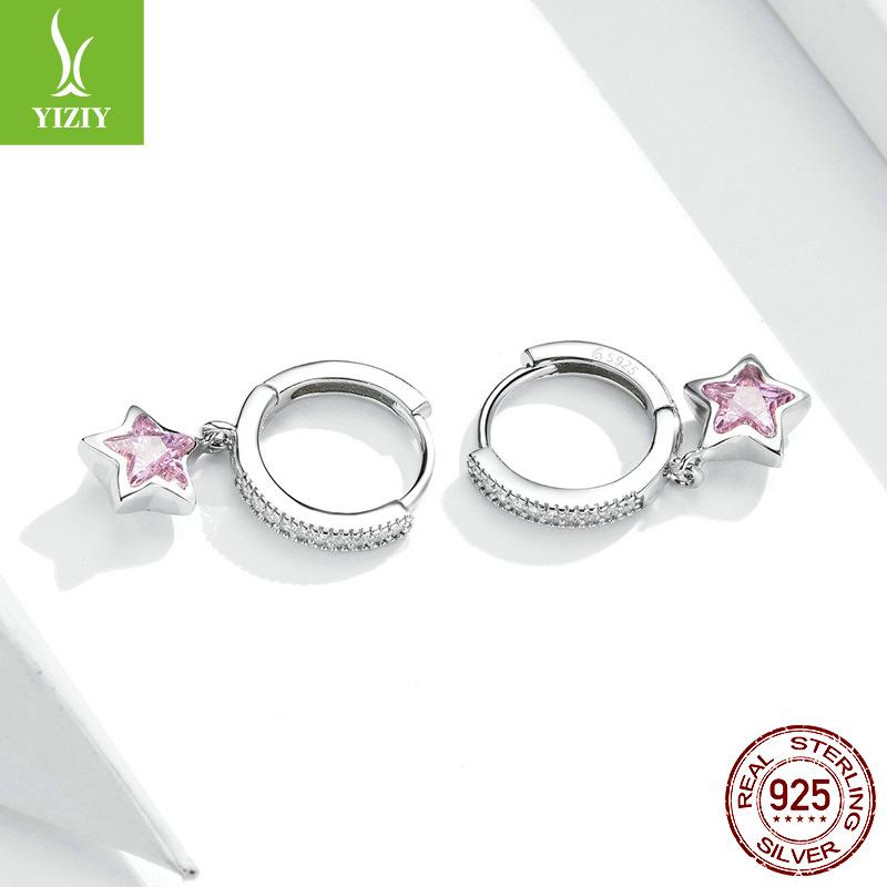 Rosa Pentagramm Ohrringe Damen Internet-Berühmtheit Nische Temperament Stern Ohrringe Bse414