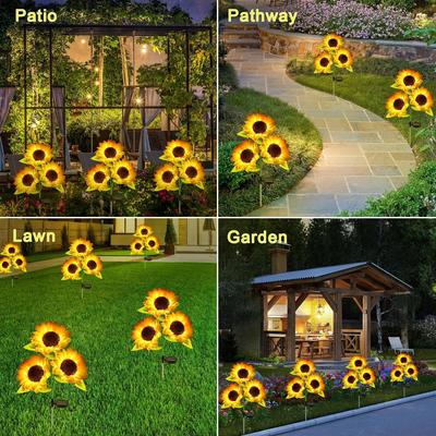 LED Solar Sunflowers Rose Flower Light Home Decorative Flower Lights Garden Decoration Lawn Lamp Waterproof Landscape Rose Light