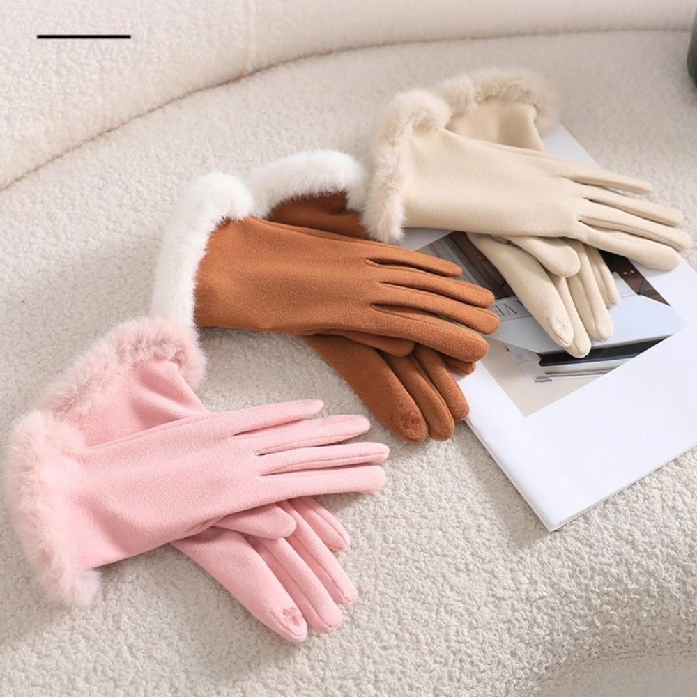 Einfarbige Fäustlinge mit vollen Fingern Winddichte Damen Winterhandschuhe Mode Fahrradfäustlinge Mädchen