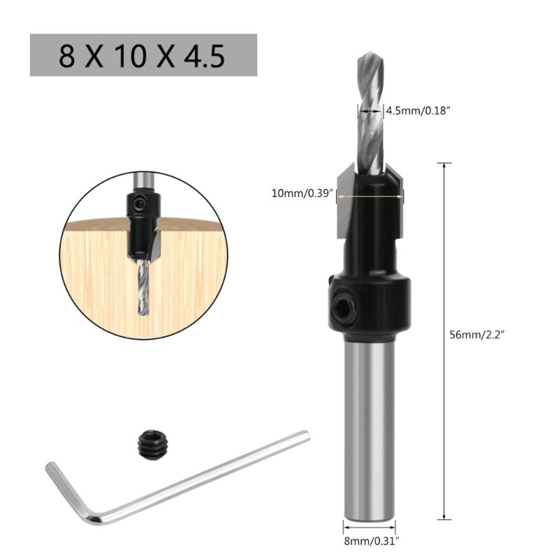 8/10mm Round Shank Countersink Drill Bit High Speed Steel Milling Cutter Metal Hole Cutter Woodworking Drilling Tools