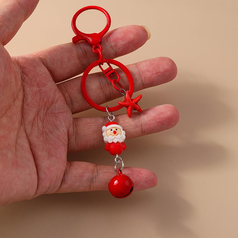 Cute Christmas Santa Clause Keychain Gingerbread Man Key Ring Pendant for Women Girls Handbag Decor DIY X'MAS Jewelry  Gifts