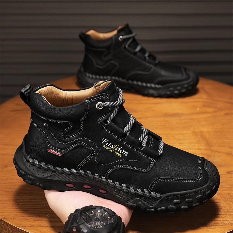 Fashion Popular Men Winter Boots Casual Leather Antiskid Sneakers Comfy Plush Snow Outdoor Shoe Warm Ankle Boots Classic Hiking Footwear