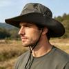 Chapeau de cowboy western UPF 50+ Respirant Ventilé Protection Solaire Large Bord Chapeau seau avec Cordon coupe-vent réglable Randonnée Camping Plein air Pêcheur