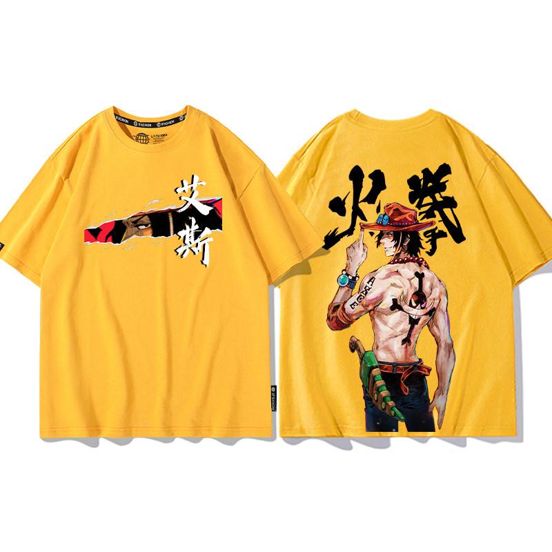 ONE PIECE Tshirt Mens Pure Cotton Casual Round Neck Tshirt Short Sleeve Clothing Summer Sports Casual Short Sleeve Top
