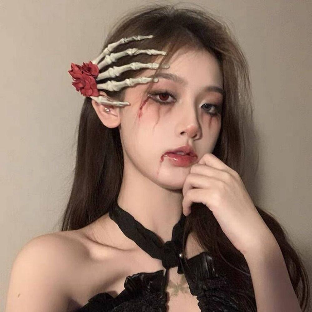 Skeleton Skeleton Hand Rose Hairpin Flower Halloween Headwear Ghost Claw Hair Clip  Children Girls