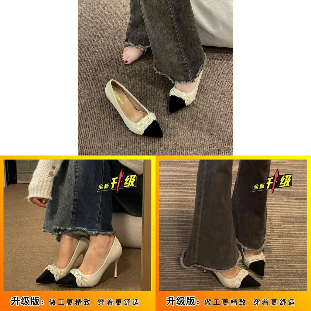 High Heel Shoes For Women Fashion Pu Pointed Toe Slip On Elegant Spring Office Wear