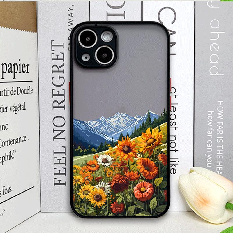 Mountain Forest Village Phone Case for IPhone 13 12 Mini 16 15 11 14 Pro Max 7 8 Plus SE X XS Shockproof Cover Sunflower Scenery